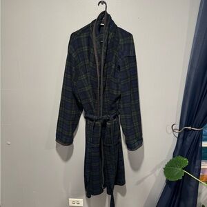 L.L. Bean Navy & Forest Green Plaid Robe XL